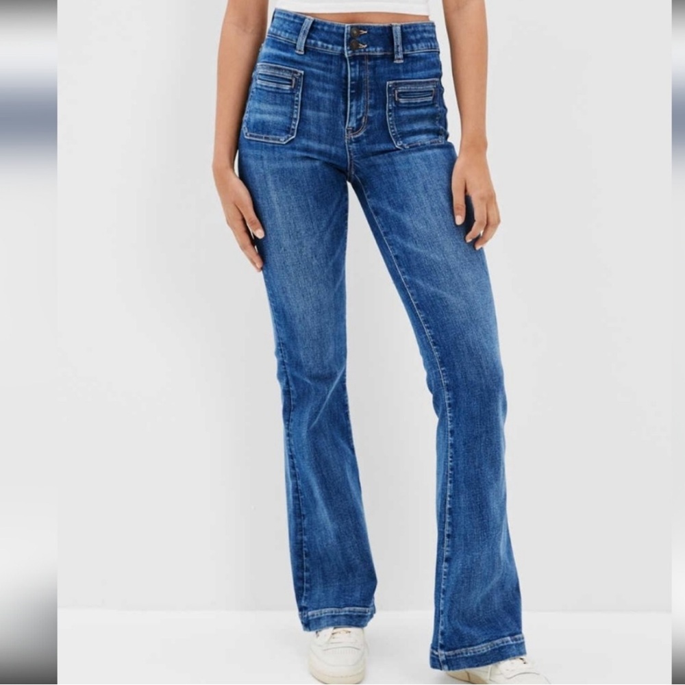 American Eagle Super High Rise Flare Jean Next Level Stretch size 12 Long